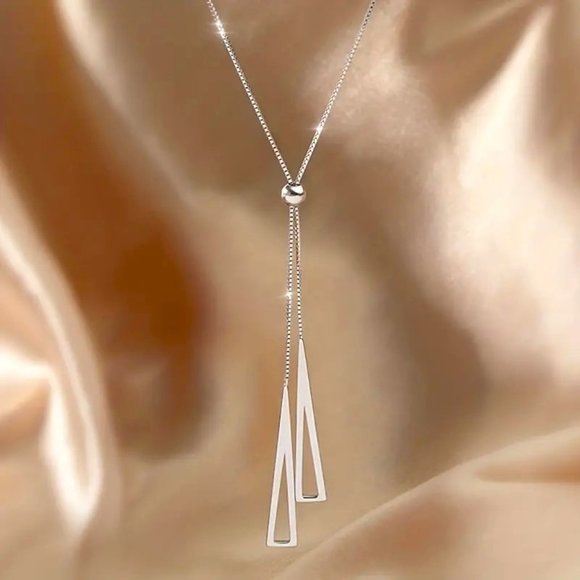 Necklace Geometric Adjustable Pull Minimalist Triangular Simple Stylish Trendy - Picture 3 of 6